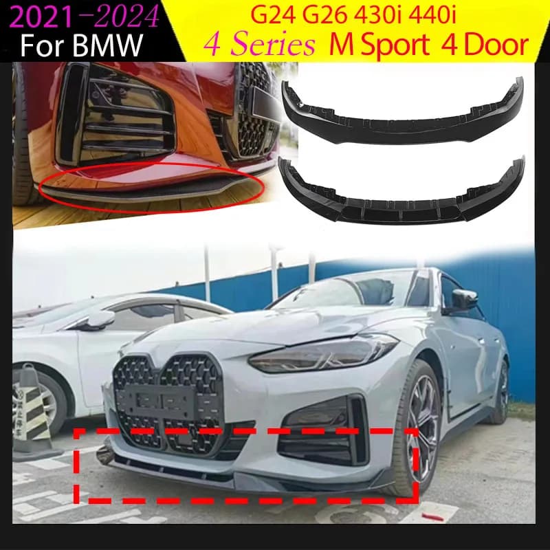 For BMW 4 Series G24 G26 430i 440i 2021-2024 M Sport 4 Door Gran Coupe Front Bumper Splitter Lip Diffuser Spoiler Body Kit Parts