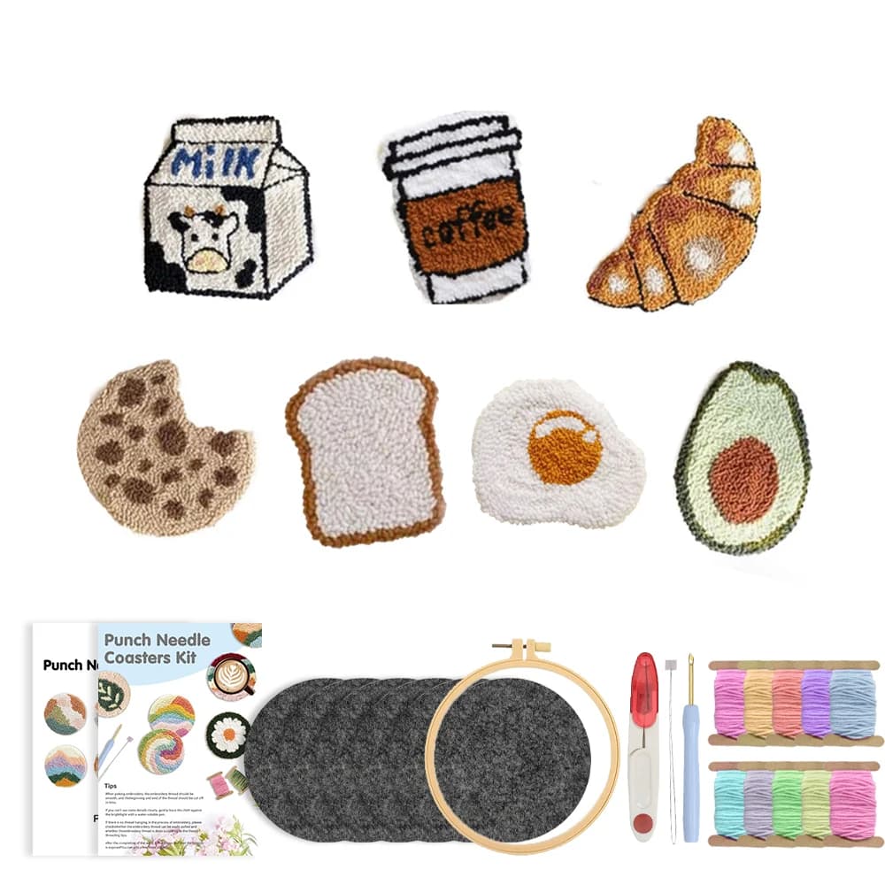 Punch Needle Embroidery Coaster Kit Home Decor Magic Needle For Embroidery Set Yarn Cross Stitch Kit Craft Art Set Gift