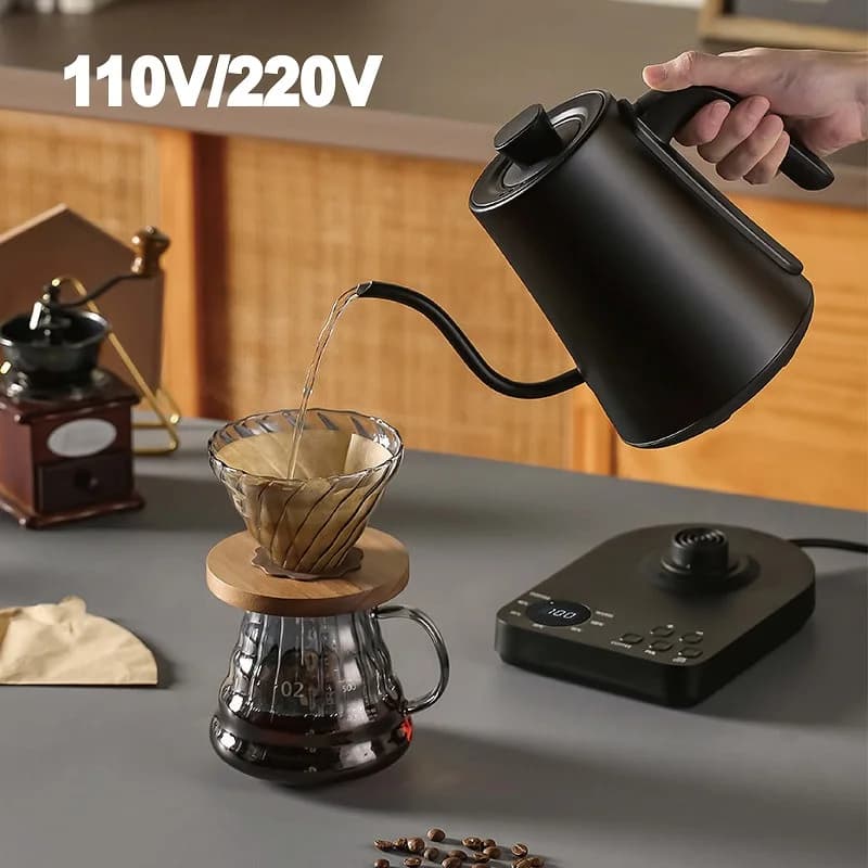 Electric kettle 1L 110V/220V Swan neck Brochure Hand prepared Coffee maker Thermo Pot Heating water bottle with temperature control Smart teapot