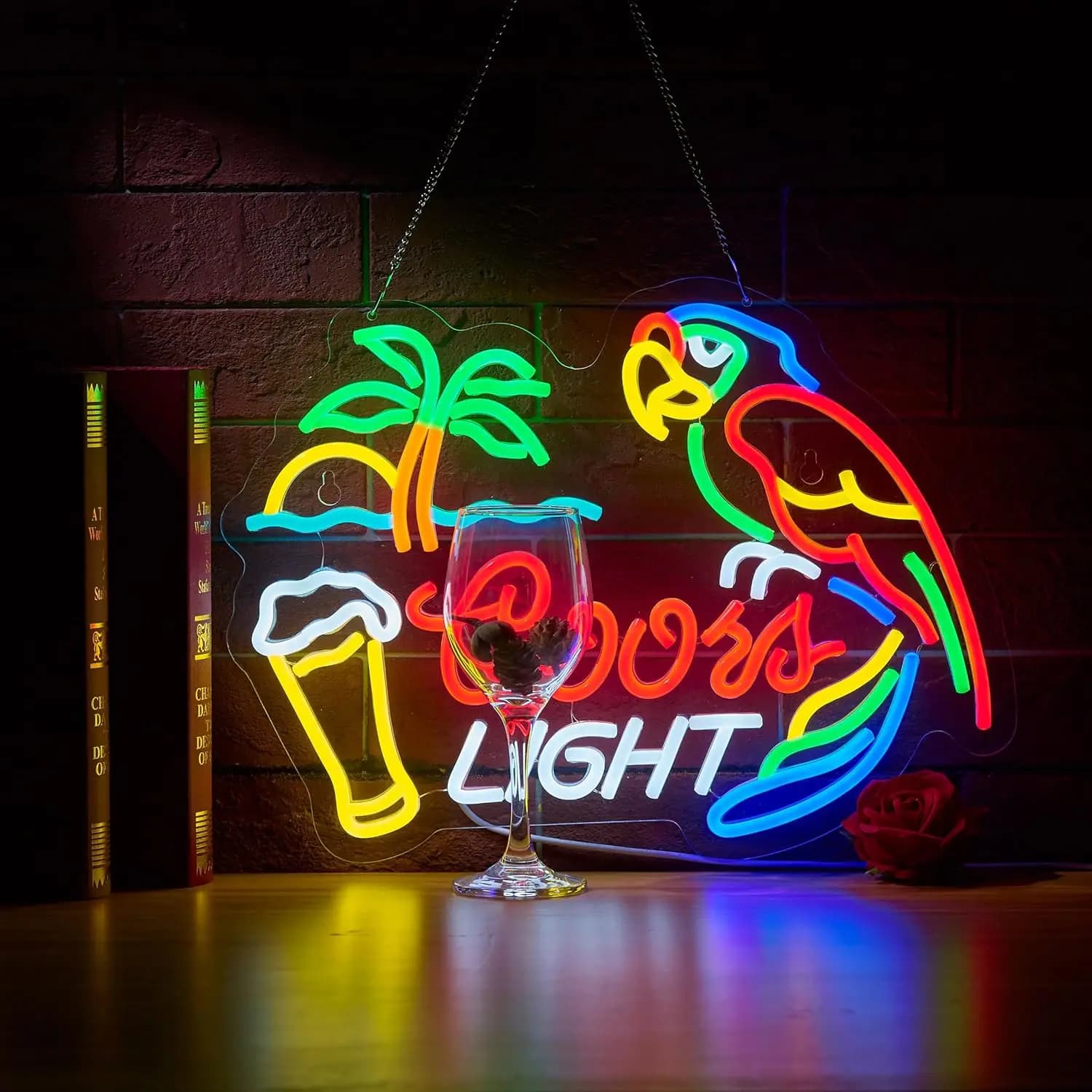 Insegna al neon Bar Parrot, luce da parete artistica a LED USB per sala giochi, bar, feste, club, decorazione camera da letto, neon personalizzato, regalo