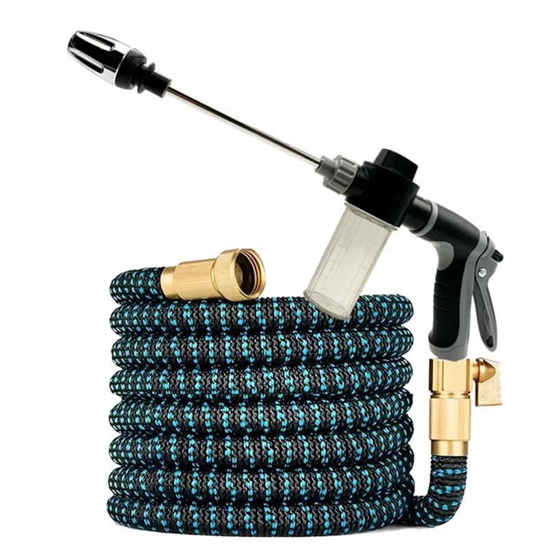 High-Pressure Hose Car Wash Water Hose Retractable Set Portable Multi-Nozzle Spray Gun for Garden Watering Cleaning Outdoor Use