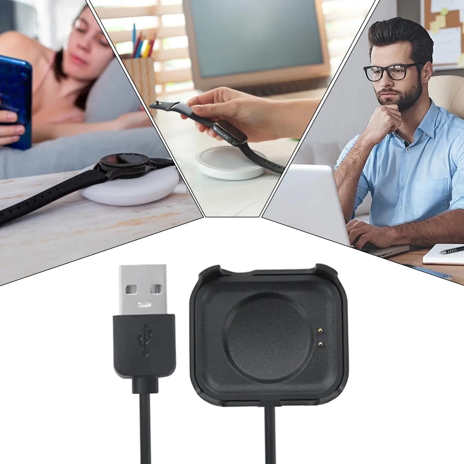 Smartwatch Charger Dock Cable Replacement Charger for Home Bedroom Nightstand Office Car Hotel Vacation Outdoor Camping