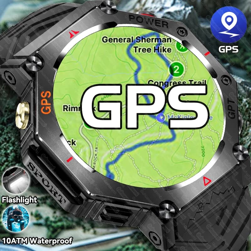 2025 Nuovo GPS Esterno Astuto Della Vigilanza Degli Uomini AMOLED HD Schermo Torcia Elettrica Bluetooth Chiamata 10ATM Impermeabile Nuoto Sport Smartwatch Per Adulti