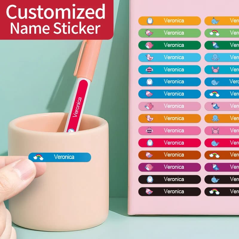 Custom Durable Stickers for Water Bottles & Notebooks-Colorful Personalized Name Labels, Waterproof Adhesive,for School Supplies