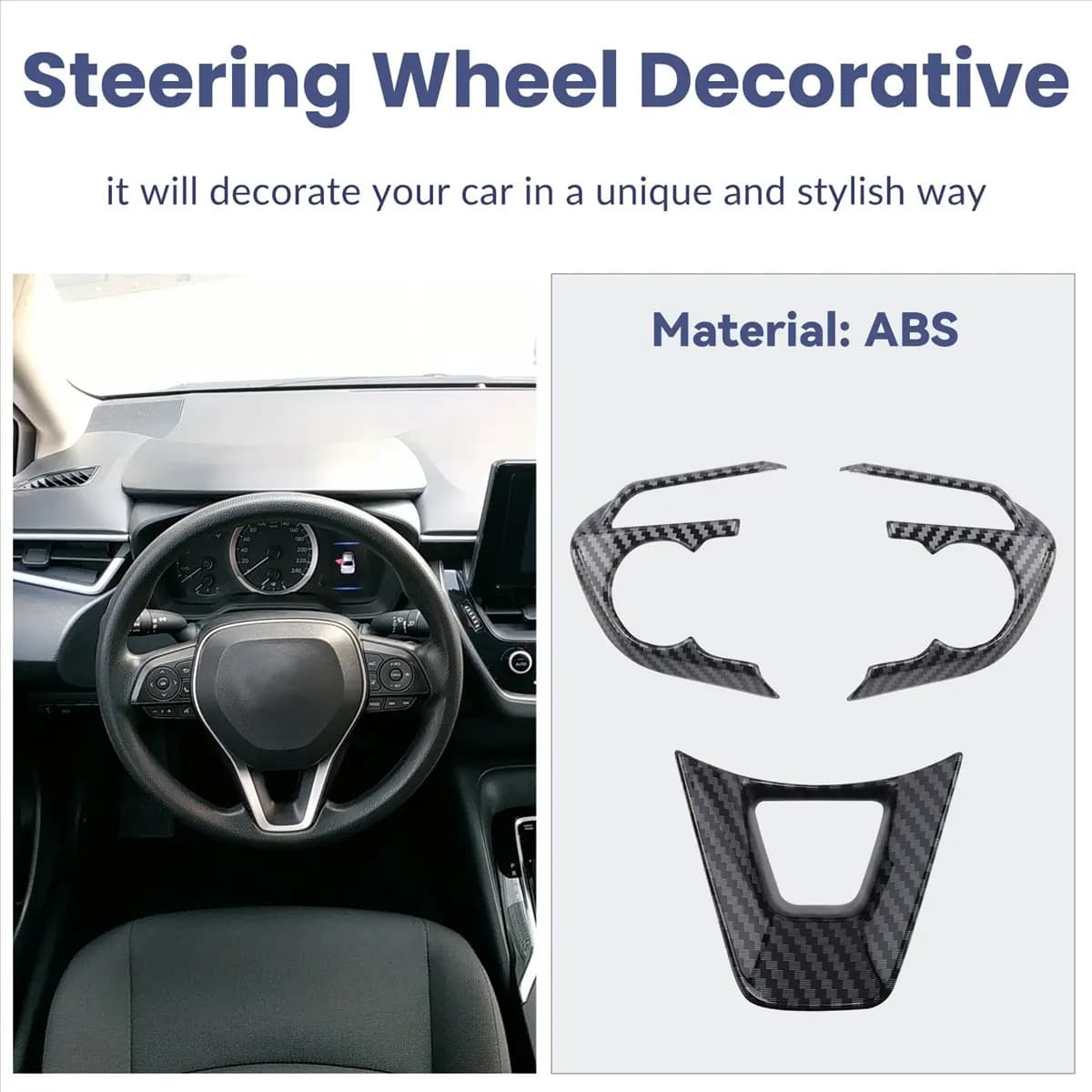 Super Sale for Toyota Cross 2019-2021 Car Carbon Fiber Style Steering Wheel Button Cover Trim Decorative Frame Sticker Accessori