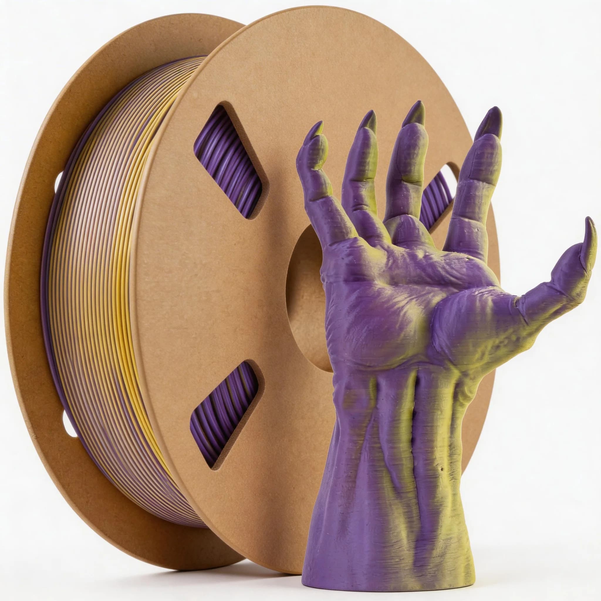 Filamento PLA Opaco Bicolore per Stampante 3D 1.75 +/- 0.03mm, Bobina da 1KG (2.2LBS) di Filamento PLA Opaco Bicolore, Giallo Viola