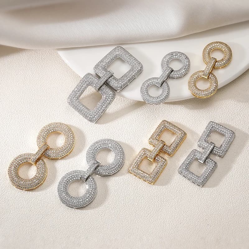 Accessori per Gioielli: Chiusura Quadrata in Rame Placcato Oro 18k con Micro Zirconi Incastonati per Bracciali Fai-da-te e Collane con Perle - Vendita all'Ingrosso