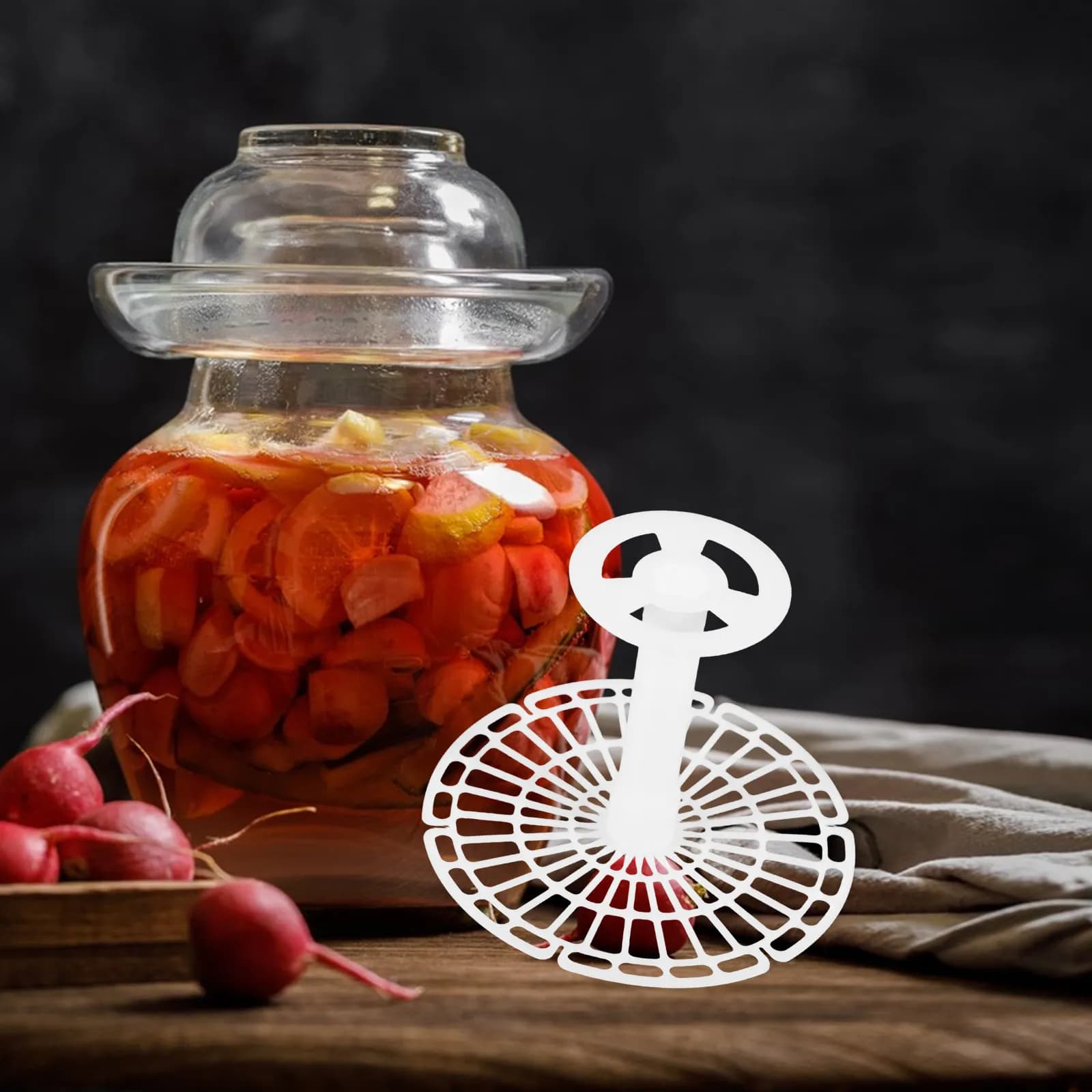 Set di Piastre Ponderate in Plastica per Fermentazione, Accessori per Barattoli di Sottaceti, Coperchio Rotondo Universale per Conservazione Verdure