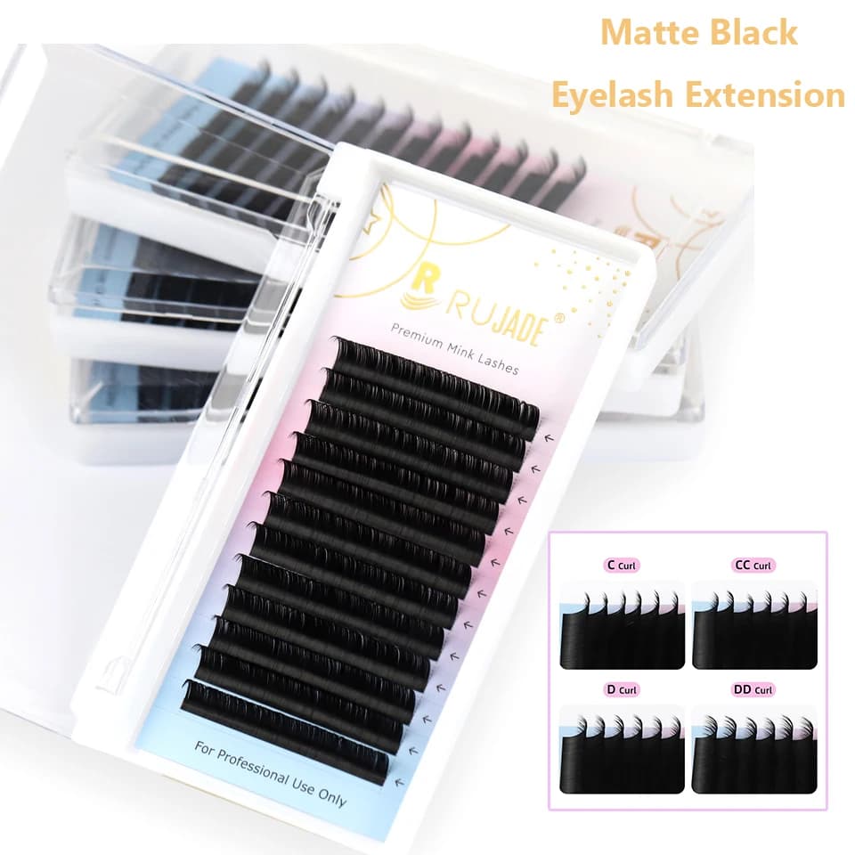 Lashrujade Nero opaco Visone morbido Estensione ciglia finte individuali Volume russo Lash Estensione ciglia classiche regolari