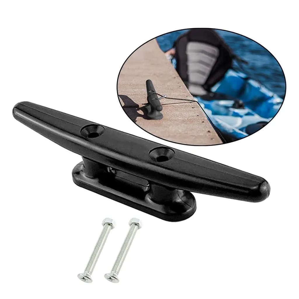 Nylon Marine Cleat Boat Dock Rope Clamp 8 Inch Black Mooring Tie Down for Mooring Accessories