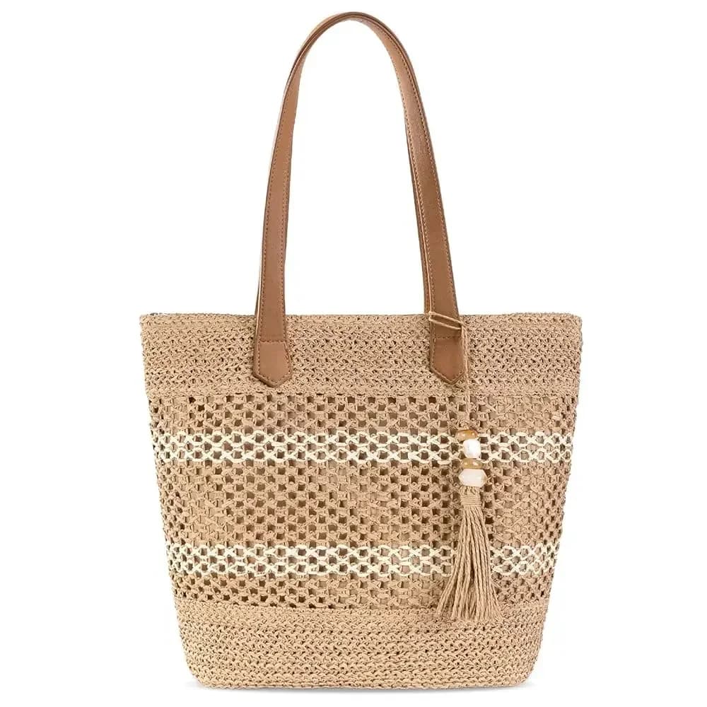 Borsa da Spiaggia in Paglia per Donne - Borsa Estiva Intrecciata a Mano 2026 con Cerniera, Perfetta per Vacanze, Viaggi e Piscina | Ampio e Spazioso