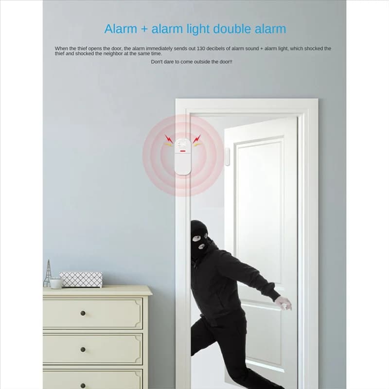 ABKI-Sensore per porte e finestre Allarme ABS Sistema di sensori per porte e finestre Funzionamento con telecomando Tuya Wireless Smart 130Db per la porta di casa Win