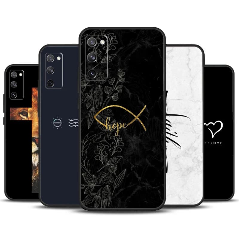 Custodia per telefono con citazione cristiana versetto della Bibbia per Samsung Galaxy S23 S24 Ultra S22 S20 S21 FE Nota 20 10 S8 S9 S10 Plus Cover