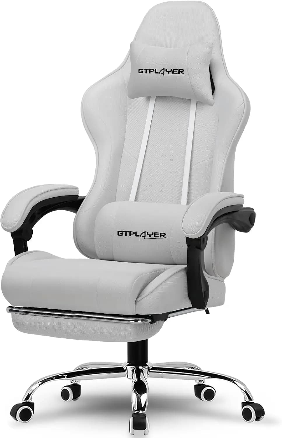 Gaming Chair with Footrest, Computer Chair with and Lumbar Support, Height Adjustable Game Chair with 360°-Swivel Seat and Headr