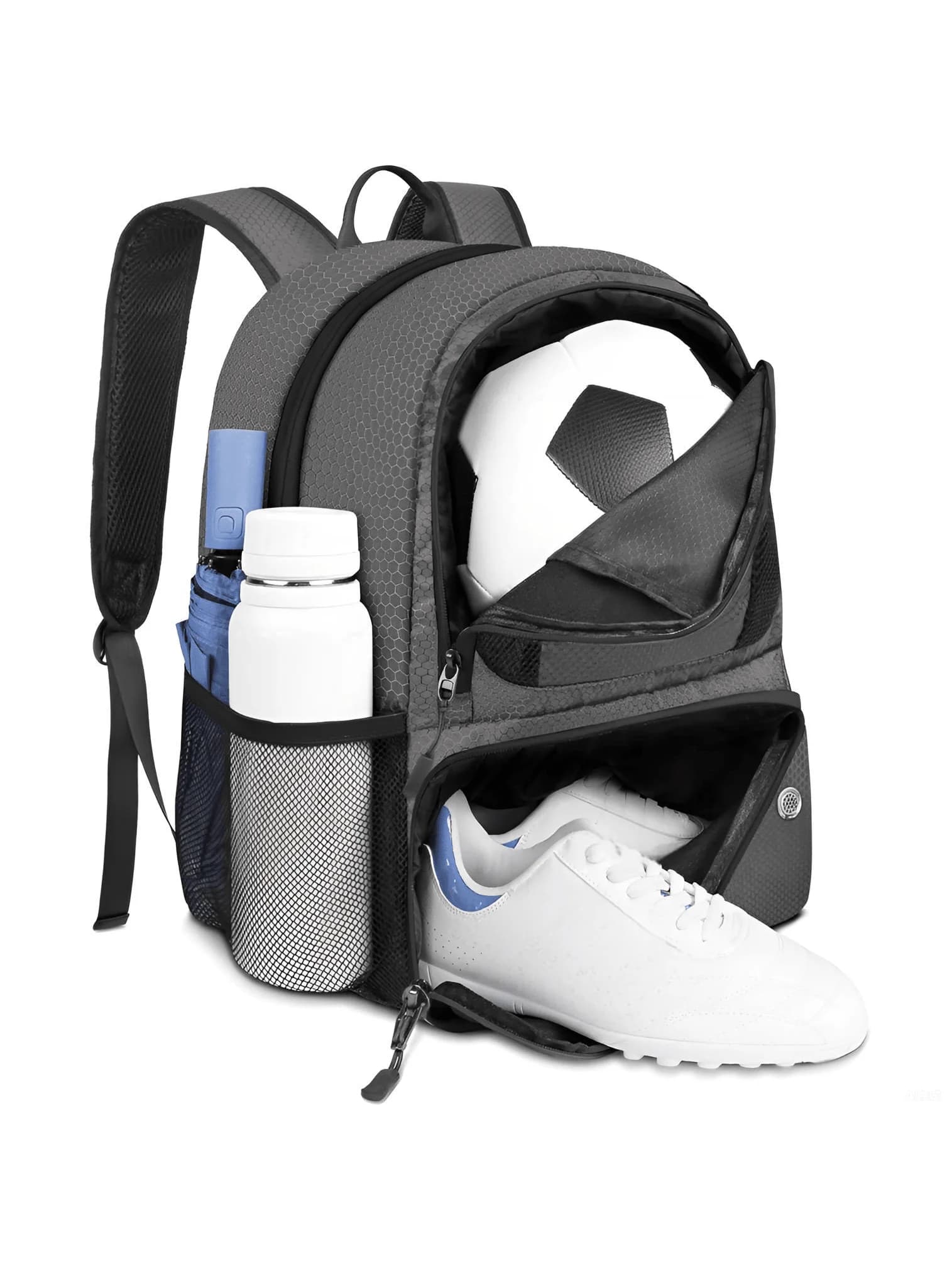 Sports Backpack With Separate Ball Compartment And Shoe Pocket For Football Basketball Volleyball Gym