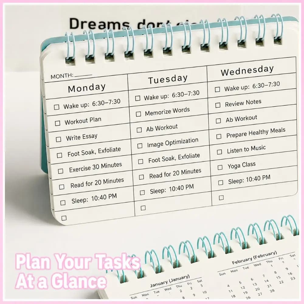 Multifunctional Flip Top Coiled Weekly Planner Notebook Portable Handwriting Weekly Plan Journal Schedule Notepad School Office