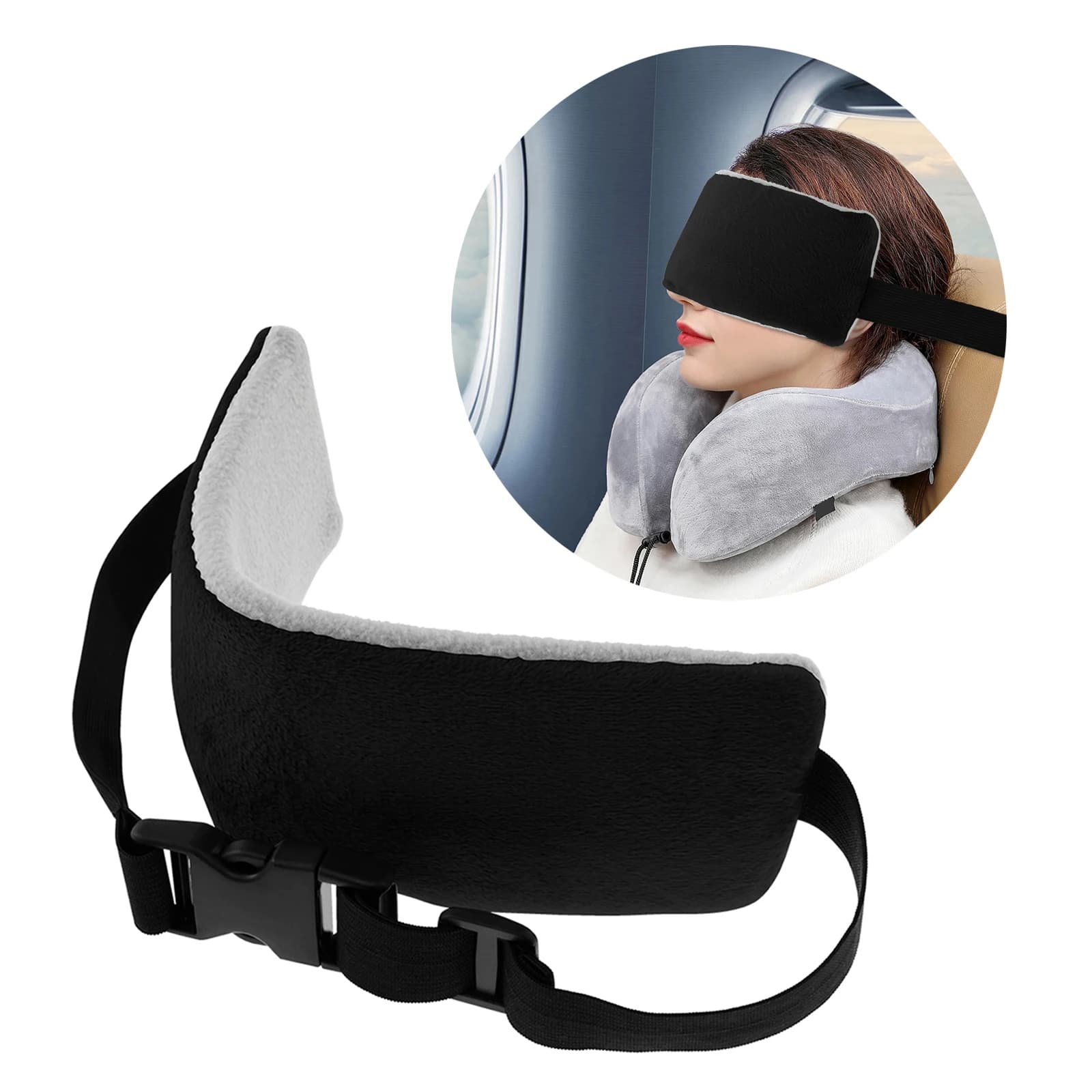 2 Pieces Support Belt for Adjustable Head, Travel Bearing for Aircraft, Neck Support Belt, Car Seat Strap, Sleep Ausilium, Head Fissing Belt
