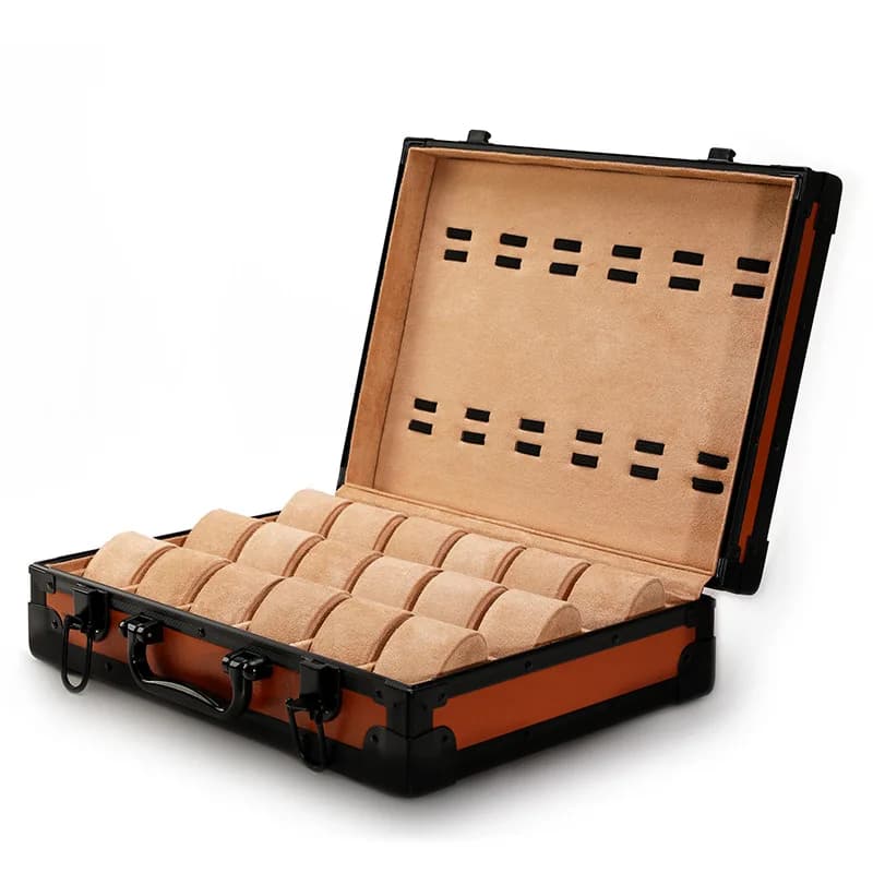 Meiman Sells Brown Velvet Watch Packaging Boxes Portable Large Capacity Watch and Bracelet Storage Boxes Suitable for Travel