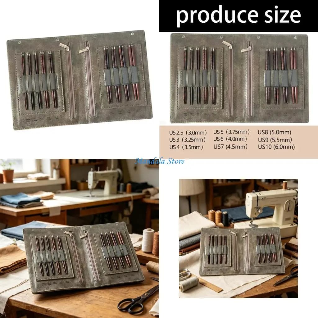 U2JC 3-6 mm Circular Knitting Set, 9pc Look Format with Cable Connection and Folding Storage Case for Sock Shawl Use Common MM
