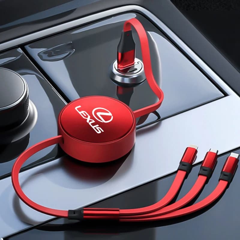 Cavo dati multifunzionale per auto in metallo con caricatore rapido telescopico 3 in 1 per Lexus RX300 IS200 IS250 ES350 Ct200h UX250h NX300h RX350
