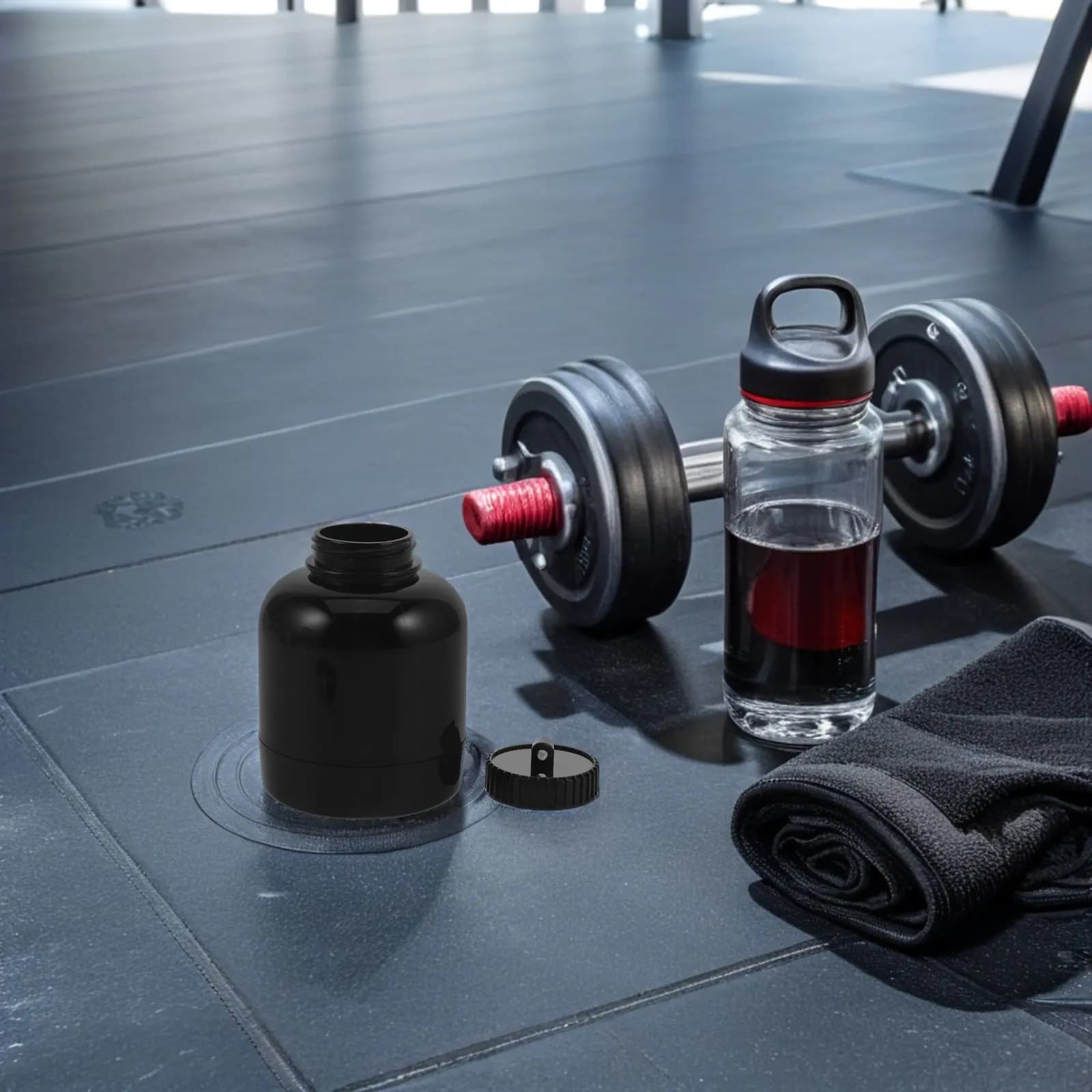 Protein Shaker Cup Screw Cap Leakproof Travel Size 22Ml Gym Powder Container Portable Mixing Bottle Workout Fitness Sports Black