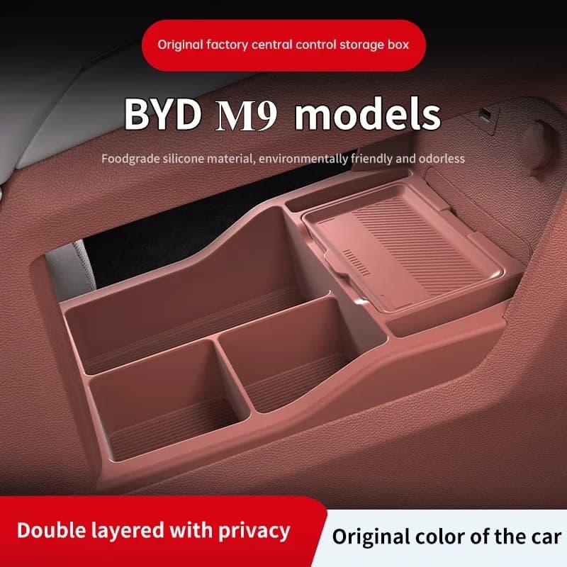 2025 Per BYD M9: Tappetino Organizzatore in Silicone per Vano Portaoggetti Sotto la Console Centrale, Accessorio Interno Auto