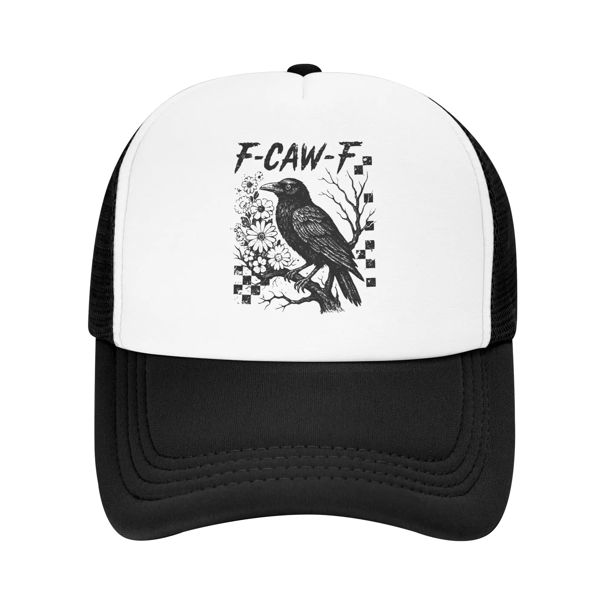 Baseball Punk F-Caw-F Hat with Funny Gothic Design, Breathable, Unisex, Trucker Style with Snapback Closure