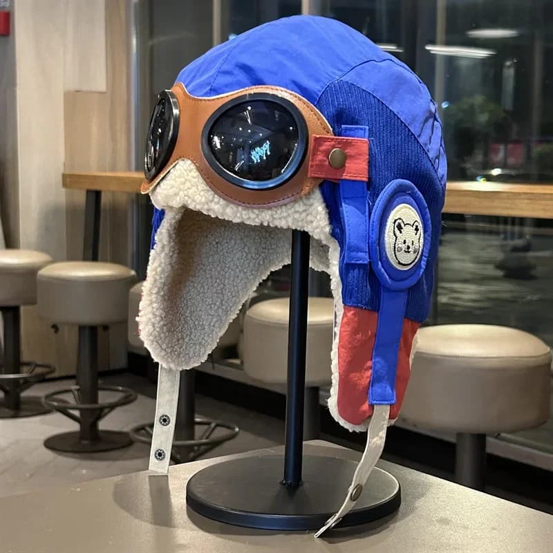 Occhiali termici in pile invernale da uomo e da donna Cappelli Lei Feng Alpinismo all'aperto Berretti da sci Cappelli da pilota Occhiali staccabili