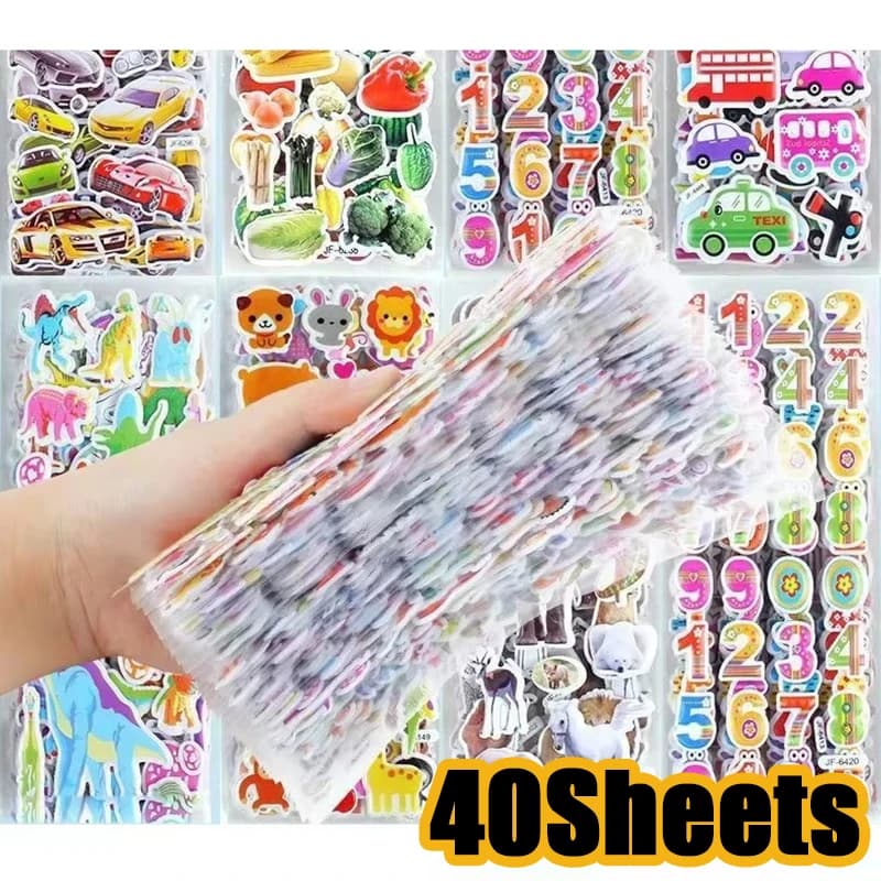 40 Fogli di Adesivi 3D in PVC Assortiti, Decorativi Multiuso per Agenda, Diario, Quaderno ZYF
