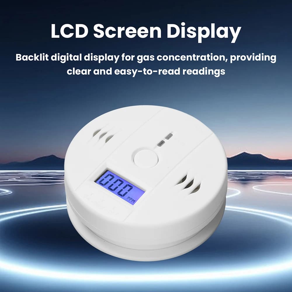 Rilevatore di Monossido di Carbonio e Fumo DC 4.5V con Display LCD, Allarme Wireless per Interni, Rilevatore di Fughe di Gas Tossici, Allarme Sonoro Antincendio