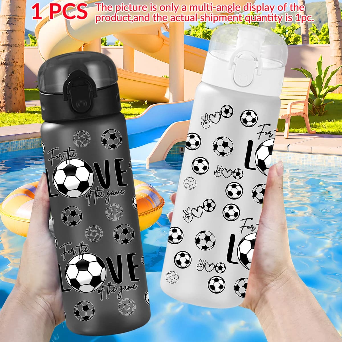 26 ounces plastic water bottle with football print, outdoor sports bottle, birthday/return to school