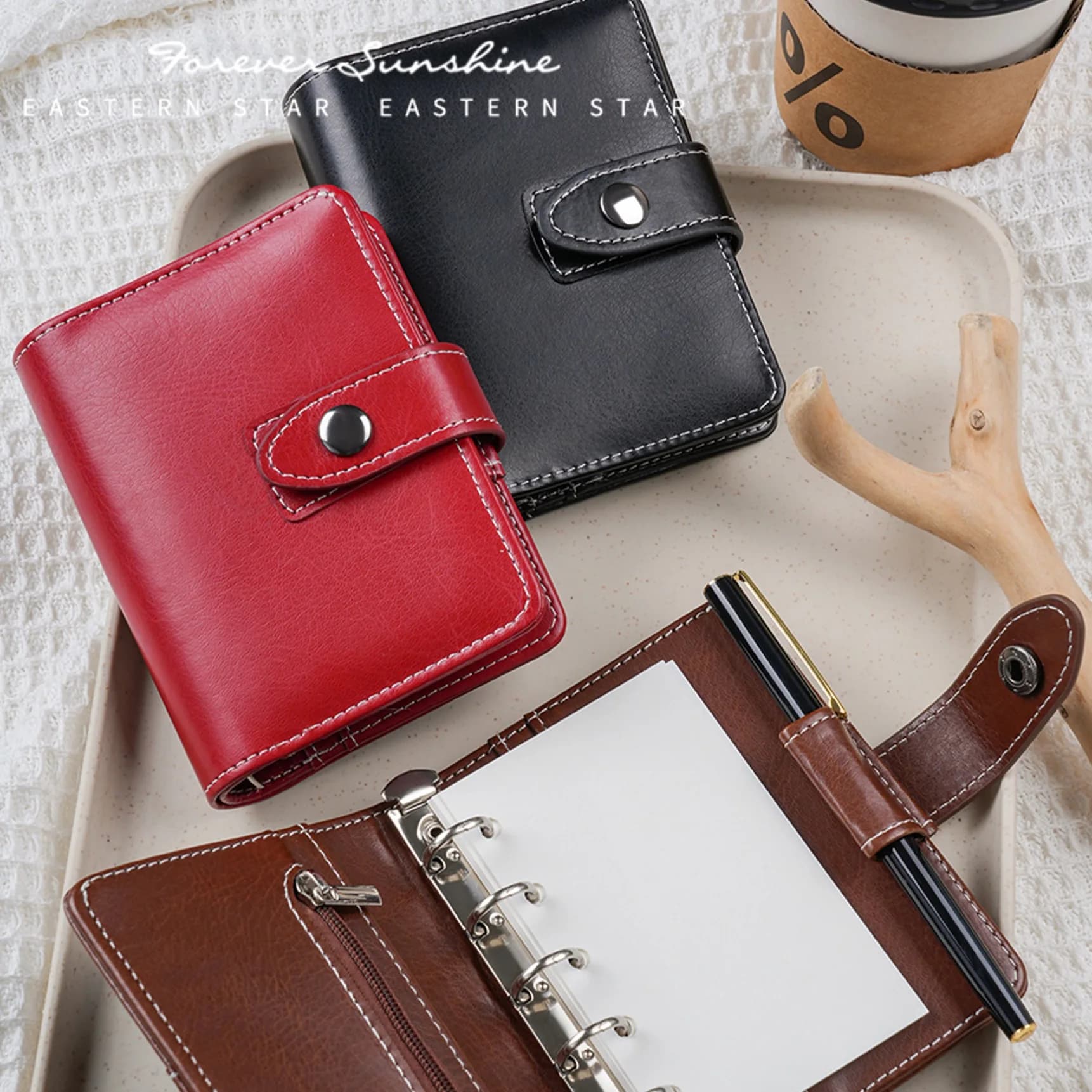 yiwi Pocket Size Planner Taccuino A8 in pelle PU con anelli, mini agenda, organizer, diario, blocco note