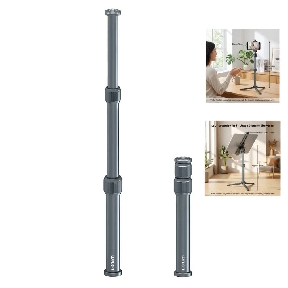 All Metal Aluminum Alloy Tripod Stand, Central Axis Extension Rod Stretchable Desktop Selfie Stick