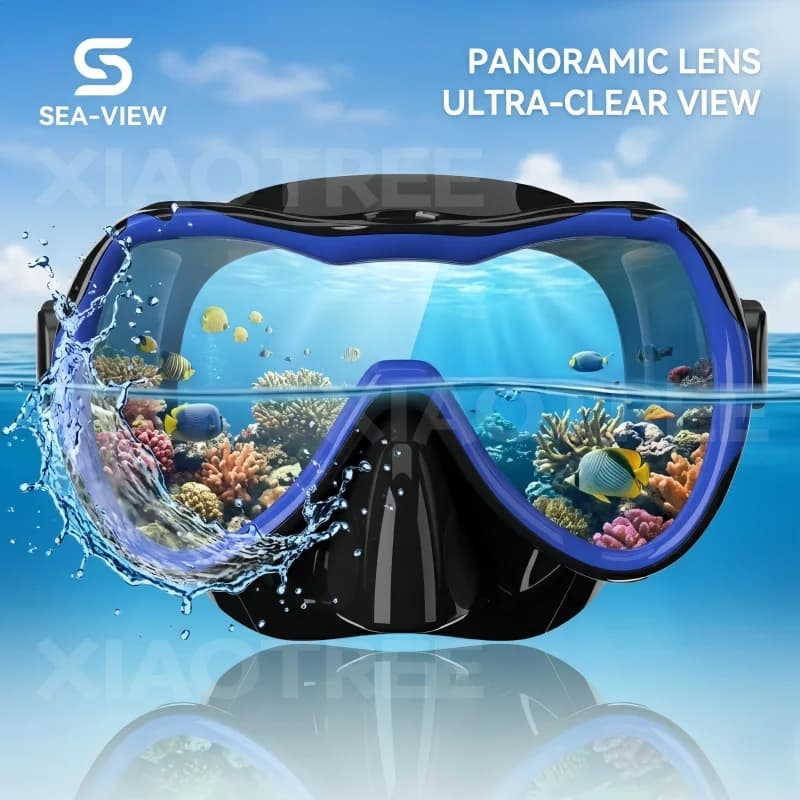 XIAOTREE Diving Mask Swimming Goggles Scuba Snorkel Silicone Skirt Tempered Glass Panoramic HD For Adult Youth Anti-Fog