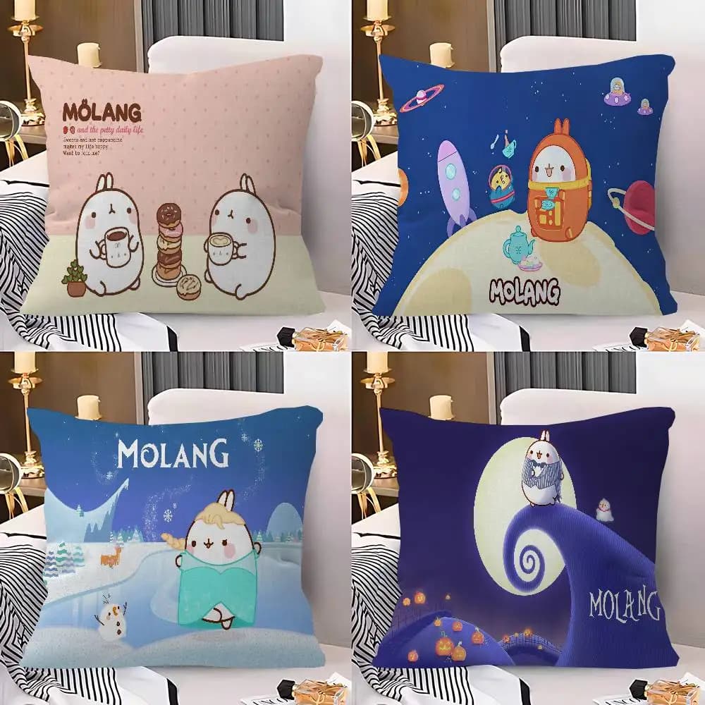 Simpatica fodera per cuscino a forma di coniglio M-molang per camera da letto e soggiorno, fodera decorativa per cuscino da divano