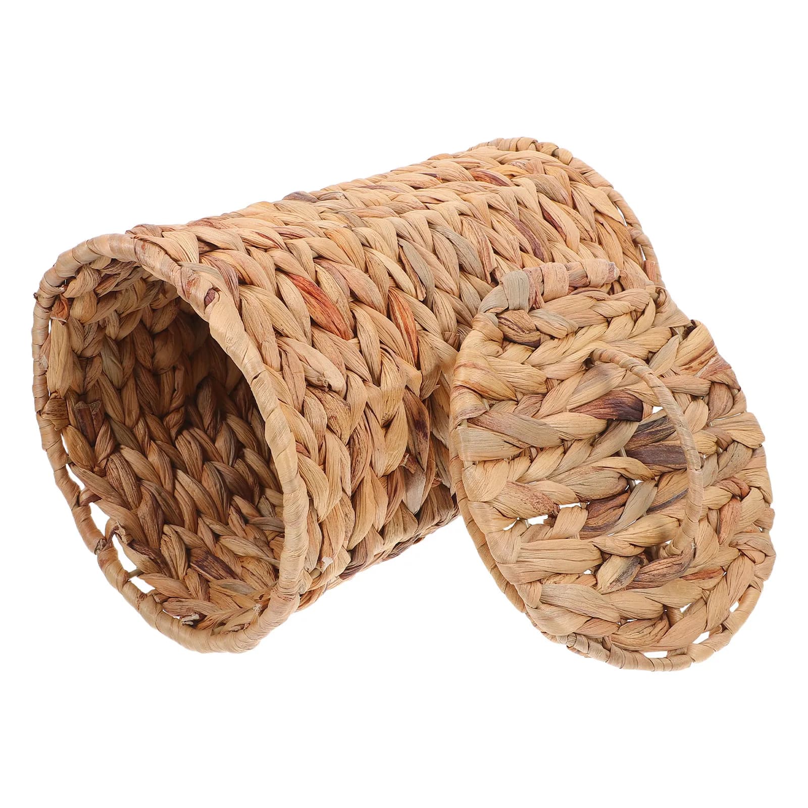 Cestino per Rifiuti in Rattan Naturale Intrecciato a Mano, Cesto Decorativo Rustico per Camera da Letto, Soggiorno, Ufficio, Scrivania, Bagno