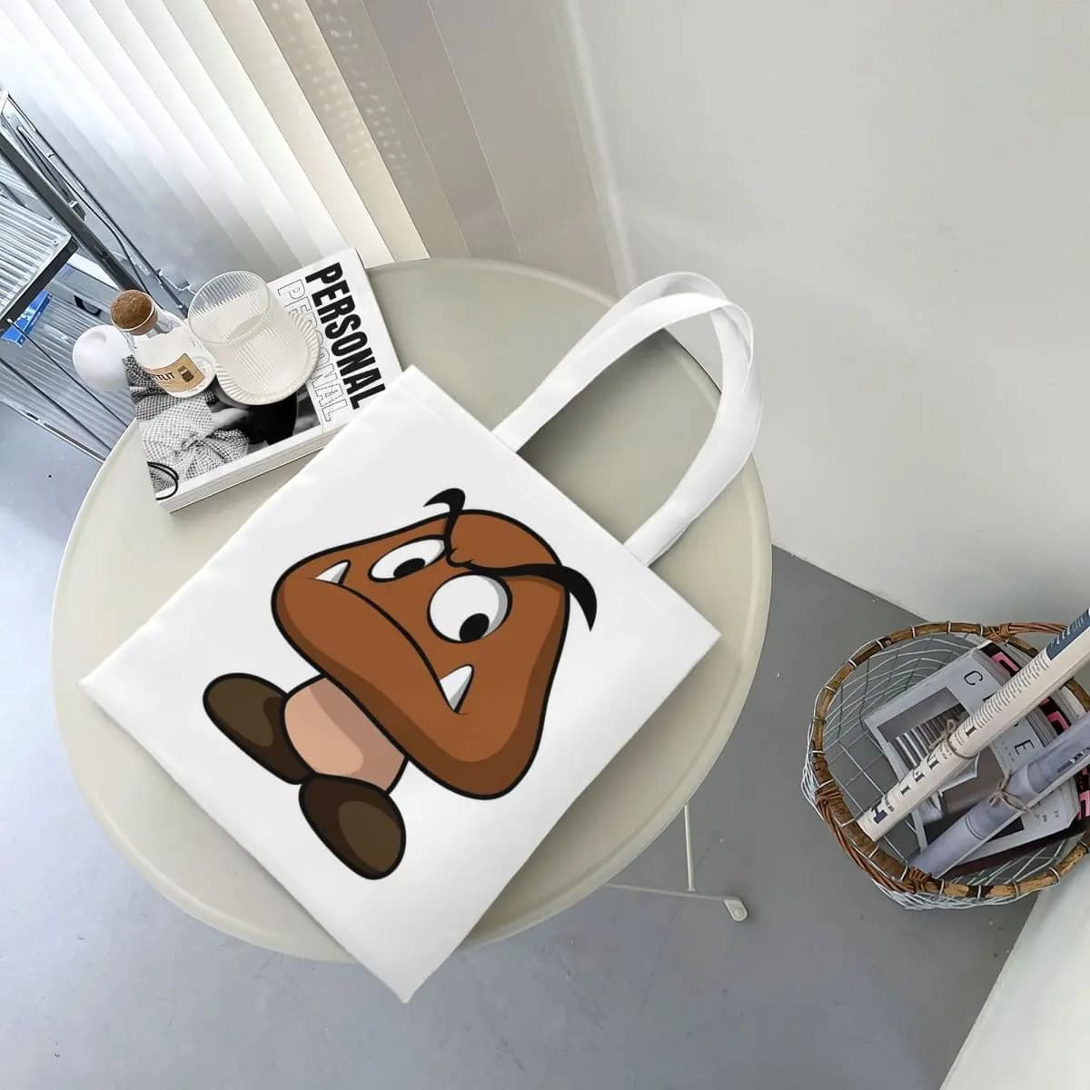 Gioco di cartoni animati Goomba Face Borse per la spesa Tela La borsa tote riutilizzabile per borsa da viaggio a tracolla da donna