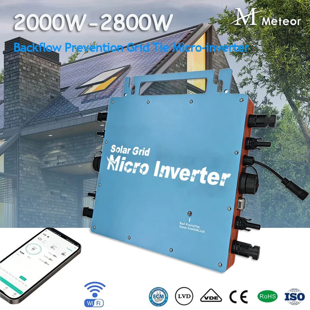 Backflow prevention Micro Inverter with MPPT for Solar PV Grid Tie System 2000W 2400W 2800W DC18V-60V Input AC110V/220V Out