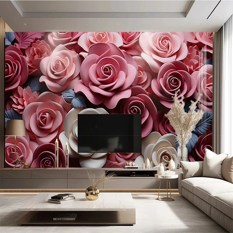 Custom Modern Creative Rose Pattern Mural 3D Modern Minimalist Wallpaper Living Room Bedroom TV Background Wall Art Decor