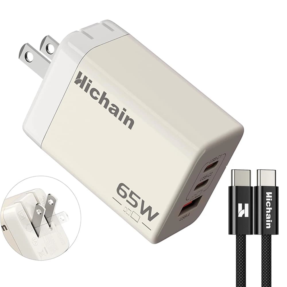 Hichain 3in1 GaN 65W Wall Chargers For Smartphones Portable USB C Charger Multiple Ports For iPhone 17 For Samsung For Xiaomi