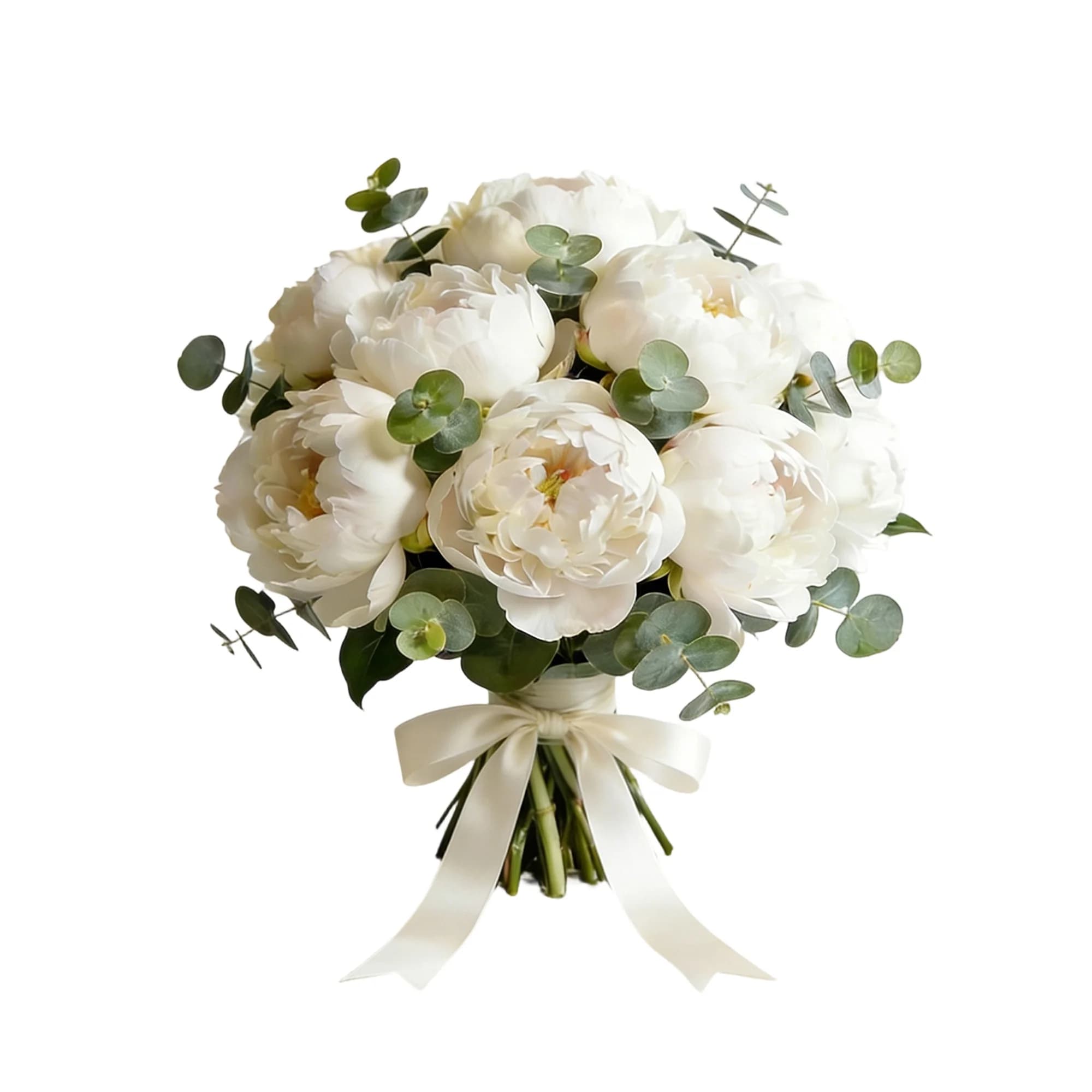 Realistic Artificial Peonie Bouquet with Eucalyptus Leaves for Home Decoration, Party and Tableware Vases