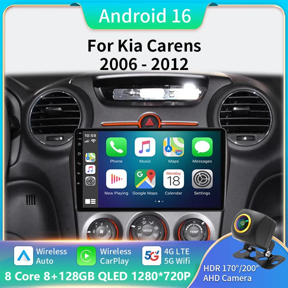 Car Android For Kia Carens UN 2006 - 2012 5G wifi BT Wireless Carplay Screen Radio Stereo Multimedia Player GPS Navigation DVD