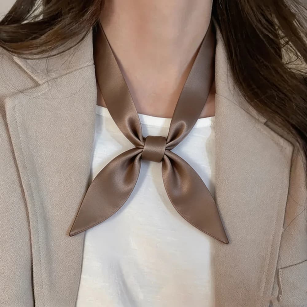Foulard in Raso Tinta Unita, Sciarpa Sottile Pre-annodata, Fiocco Elegante, Sciarpa Multiuso per Capelli, Accessorio per Manico Borsa, Ideale per Ufficio, Uso Quotidiano, Regalo