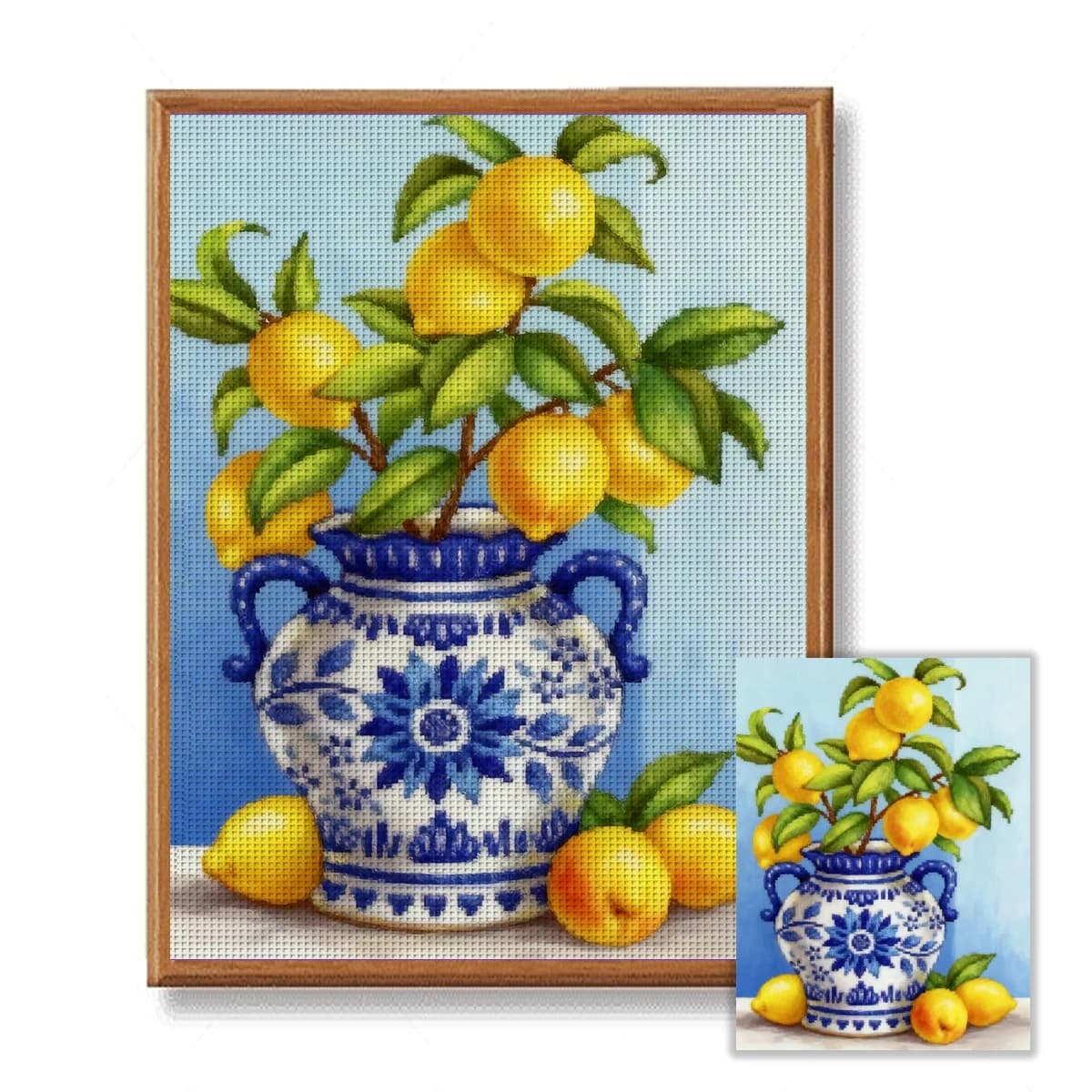 1Set 30x40cm [11.8x15.7inches] / 40x50cm [15.7x19.7inches] Lemon Tree Cross Stitch Kit, Including Drawings, Needles, Fabric, Ins