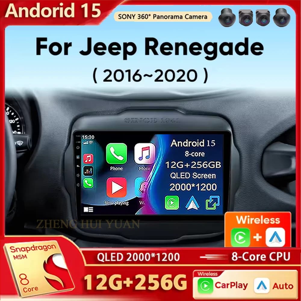 Android 15 Autoradio Per Jeep Renegade 2016 2017 2018 2019 2020 Wireless Carplay Android Auto 4G Auto Lettore Multimediale Stereo 2