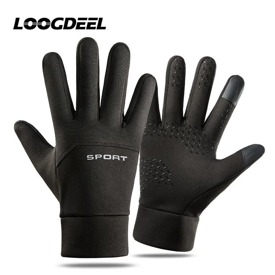 LOOGDEEL Guanti da sci Impermeabili Antivento Inverno Ciclismo Corsa Sci Calore Guanti sportivi Touch Screen Dita intere Antiscivolo