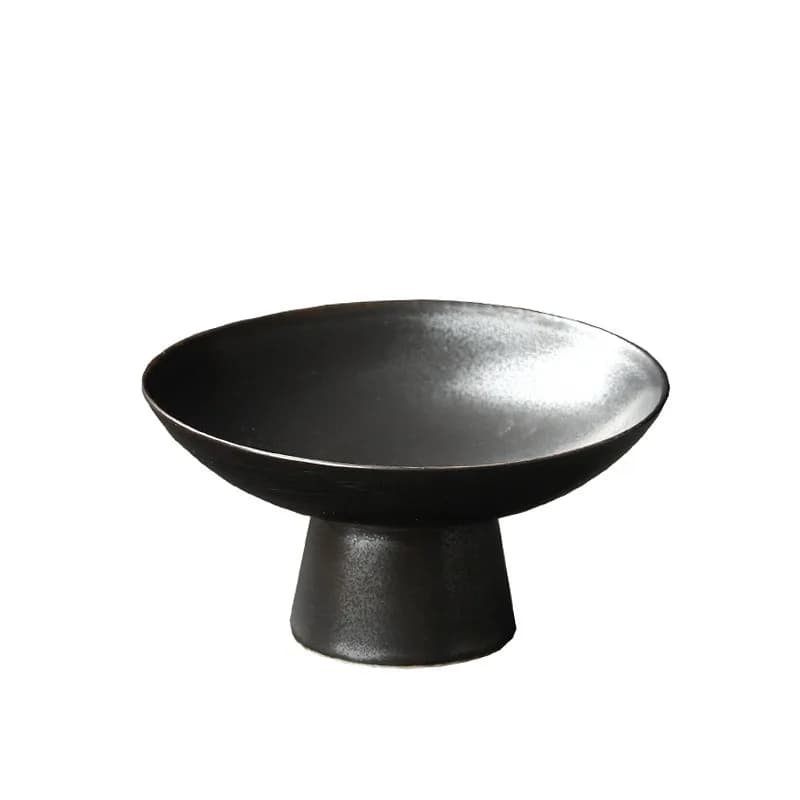 New Chinese Style Tall Ceramic Plate Fruit Dried Fruit Tray Creative Serving Dish for Wedding Party, 2Pcs