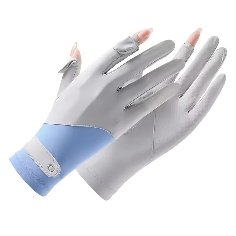 Ice Silk Summer Women's Outdoor Sun Protection Gloves, Anti Slip, Thin, Breathable, Sun Shading, Flip Touch Screen Gloves