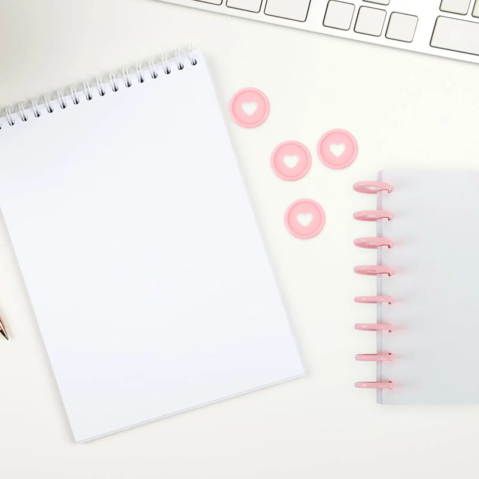 50 Pezzi Dischi di Rilegatura Rotondi in Plastica con Design a Cuore e Fungo per Agende, Quaderni, Calendari e Materiale Scolastico