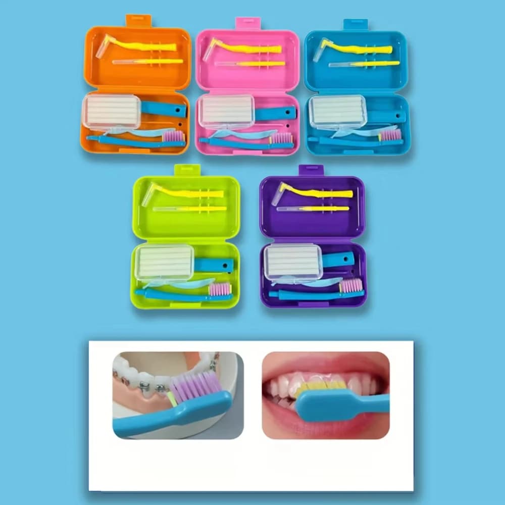 Nuovo Kit per la Cura Ortodontica 2026: Cera per Apparecchi Invisibili, Gomma da Masticare, Scatola Porta Spazzolino e Contenitore per Ortodonzia da Viaggio Portatile